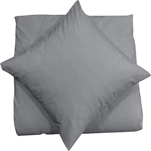Mixibaby Kissenbezug 40X40 2er Set Dekokissen Kissenhülle Kissen Bezug 100% Baumwolle, Farbe:Anthrazit
