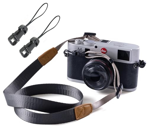wieehtes Kameragurt Vintage Kamera Schultergurt HalsTragegurt mit Schnellverschluss-Schnallen für Kompakte Digitalkamera,Spiegellose Kamera,Kleine DSLR-Kamera.(Dunkelgrau)