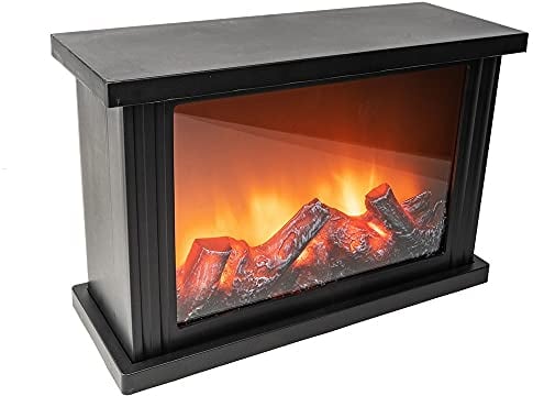 Ideen mit Herz Camino decorativo a LED, elettrico, funzionamento a batteria, senza riscaldamento, effetto fuoco/fiamma, 30 x 11,5 x 20 cm, con funzione timer (6 ore acceso, 18 ore spento)