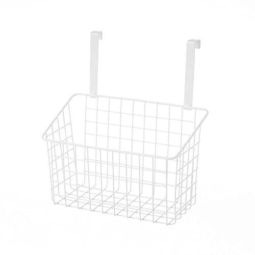 D,casa - Cesta Colgante con Rejilla Blanca de Metal de 28x12x22 cm