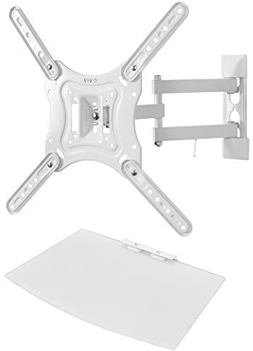 VIVO Soporte de Pared para TV de Pantalla de 23 a 55 Pulgadas con inclinación Ajustable y Estante de Entretenimiento, AV Flotante, estantería de DVD, Blanco, MOUNT-VWSF1W