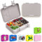 TAKWAY Brotdose Kinder mit Fächern 4+2 - robust & kinderfreundlich - Bento Box Lunchbox für KiTa Schule Kindergarten - Brotbox Vesperbox Jausenbox (grau)