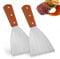 Griddle Scraper, Stainless Steel Slant Edge Grill Scrapers for Cast Iron Wood Handle Spatula Scrapers for Food Service/Cooking/Cleaning, Ideal for BBQ Indoor & Outdoor (2)