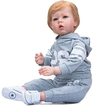 Enjoy with Love 75 cm Riesige Größe Reborn Kleinkind Baby Liam Real Picture Hand Paint Puppe mit 3D Haut Sichtbare Venen Lebensechte 12 Monate Puppe (Brown Eyes)