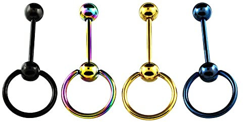 1,6 mm Zungenpiercing Slave Ring BCR Straight Barbell Stab Tongue Klemmring Gold
