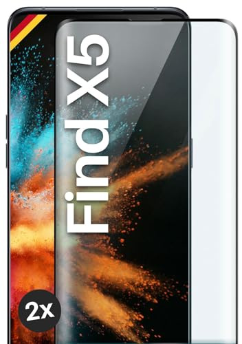 moex CurveProtect für Oppo Find X5 Panzer Schutzglas, Full Screen Schutzfolie randlos, ganzer Bildschirm komplett abgedeckt, Panzerfolie Curved 3D Glas Folie, Schwarz 2 Stück