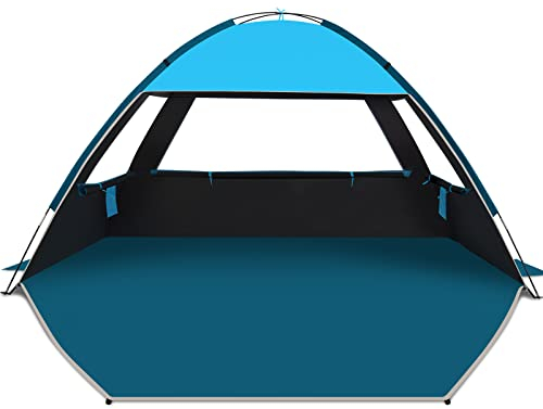 COMMOUDS Tente de Plage pour 4-6 Personnes, Tente Anti UV, Tente d'Ombre de Plage avec Abri Sombre, Abri Léger et Facile à Installer pour La Plage, Le Camping, La Pêche, l'Extérieur