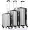 LEADZM 3er Kofferset Rollkoffer Hartschalen Reisekoffer Trolley Set Handgepäck 4 Rollen (Silbergrau)