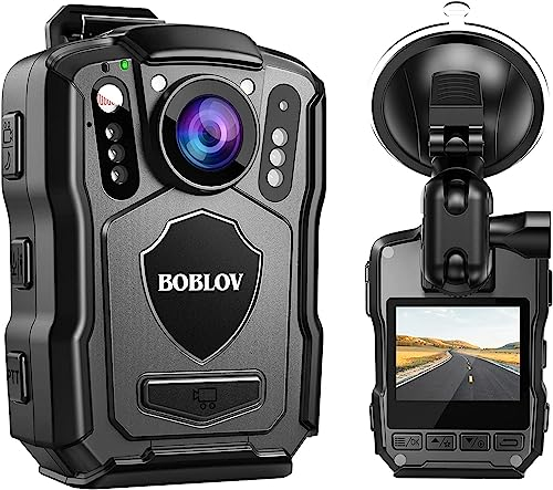 BOBLOV M5 Body Mounted Camera, 2K 128GB Camcorder, 4200mAh Battery for 12 Hours Video Record, IP67 Body Mounted Camera for Law Enforcement, Delivery (128GB NO GPS Version)