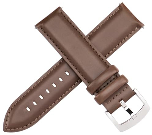 OTTOODY Leder Uhrenarmbänder 18mm 20mm 21mm 22mm Armband, Schnellverschluß Eleganten Leder Uhrenarmband für Herren und Damen, Hochwertige Ersatz Leder Armband für Uhr und Smartwatch,Grau