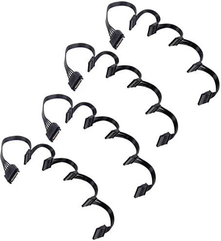 4X 15 Pin SATA Power Extension Hard Drive Cable 1 Male to 5 Female Power Supply Splitter Adapter Cable for DIY PC Sever