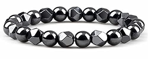 Damen Armband Perlen, Edelstein Armband Hämatit Hämatit Schwarz Mode Elegante Perlen 7.5cm Kristall Chakra Herren Modeschmuck
