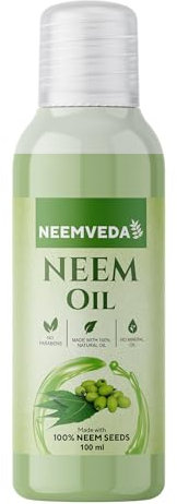 Neemveda Virgin Neem Oil 100 ml, Cold Pressed, Pure, Natural, Unrefined, Vegan - for Hair, Skin, Nail, Scalp, Body, Multi-Use Oil for Garden - Plants - Home & More