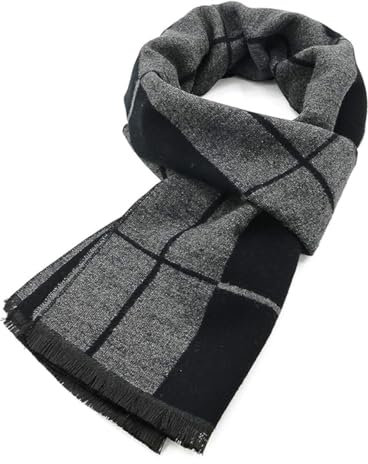 Zando Schal Schwarz Herren Winter, Herrenschal Winter, Winterschal Weihnachtsschal Herren, Schal Männer, Men Scarf, Schwarze, Einheitsgröße