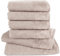 Pure Label 6-TLG. Handtücher Set mit Aufhängeschlaufen aus 100% Baumwolle, saugstark, weich und Oeko-TEX Zertifiziert - 2X Badetuch (70x140 cm) 4X Handtuch (50x100cm), Stein - Taupe