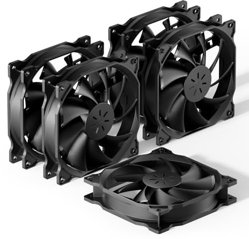 upHere gaming ventilador 120mm,ventiladores pc silencioso 5 Pack (Negro)12BK3-5