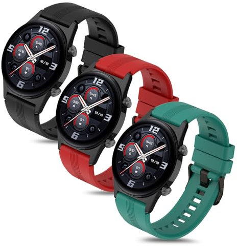Xisair 3 Armbänder Kompatibel mit Honor Watch GS 4/GS3/GS 3i/GS Pro Sportarmband Silikon Armband Komfortables Atmungsaktives Ersatzarmband für Männer Frauen