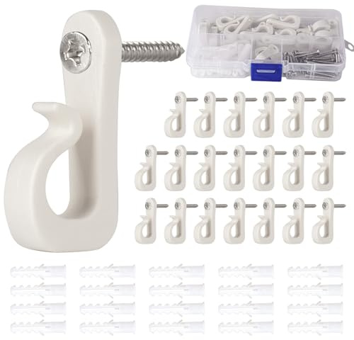 Guolich 20 Pieces Screw Hook Set, Hooks for screwing, Wall Hooks Black, Screw Hooks with Safety Catch, for Hanging up Plant Baskets birdhouses Wind Chimes Lanterns Fairy Lights (White)