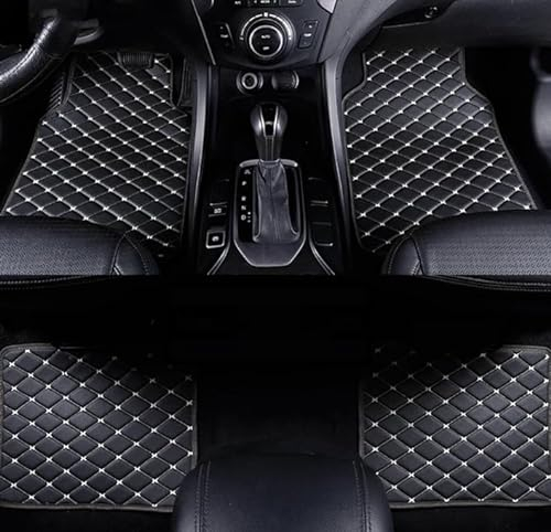 Auto Leder Fussmatten für BMW Z4 E85 Roadster 2004-2008,Allwetter Fußmatten Wasserfest rutschfest Strapazierfähigen Automatten,A-Black White