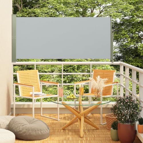 Willood Seitenmarkise, Sichtschutz Windschutz Markise, Balkon Sichtschutz Seitlich, Ausziehbar 140x300 cm Grau