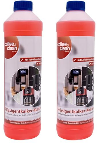 JaPeBi 2X 1 Liter Flüssigentkalker-Konzentrat mit Farbindikator und Korrosionsschutz für alle Kaffeevollautomaten uva Haushaltsgeräte