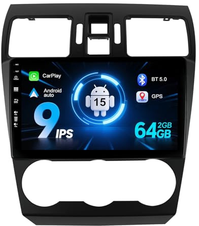 MISONDA 9 Zoll IPS Android 15 Rückfahrkamera Autoradio Für Subaru Forester/XV/WRX 2012-2015 Unterstützt GPS/DAB/Lenkradsteuerung/WiFi/BT/Carplay/4G/360 Kamera [2G+64G]
