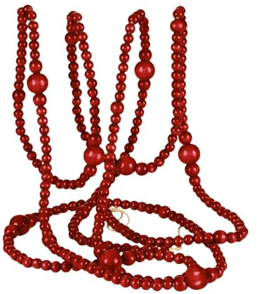 Folpus Holzperlengirlande, Wandbehang, Weihnachtsbaumdekoration, Weihnachtsperlengirlande, Ornament für Festivals, drinnen und draußen, Zuhause, Rot