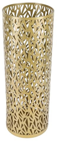 Culnflun Porte Parapluies, rond porte parapluie en métal, 42x15 cm boîte de rangement pour parapluies, creux triangulaire, pour ranger les parapluies à l'entrée des maisons, hôtels et des bureaux (Or)