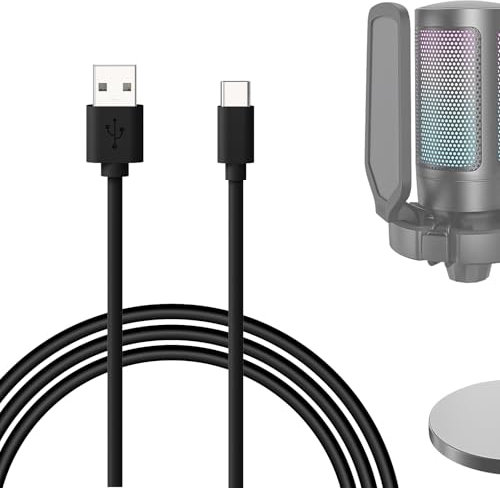 Geekria For Creators Câble de microphone type C vers USB A, 2 m, compatible avec FIFINE AmpliGame A6, HyperX QuadCast S, SoloCast, Logitech G Yeti GX, TONOR TC30 (Noir)