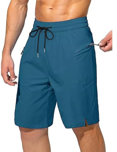 Ougelebo Badehose Lang mit Reißverschlusstasche Badeshorts Schnelltrocknend