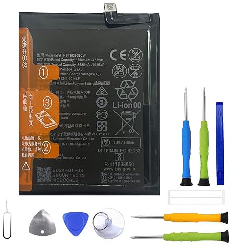ERYNK-N Huawei P30 Ersatz Akku, HB436380ECW Akku Für Hua-wei P30 ELE-L29, ELE-L09, ELE-AL00, ELE-TL00, ELE-L04 Ersatzbatterie with Werkzeugsatz