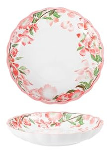 Plato de desayuno redondo japonés creativo y personalizado, juego de vajilla de cerámica de estilo chino, plato de 8 pulgadas, flor de granada