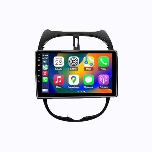 Android 13 2 DIN Pantalla Táctil Radio 9 Coche Pantalla para Peugeot 206 206CC 206SW 2001-2008 con Enlace Espejo/Navegación GPS/Radio FM/BT/Mandos Volante/Reproductor Multimedia(8G+256G)