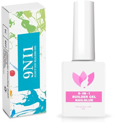 12ml Unghie Finte 9 in 1 Super Forte Colla,Collaper Unghie Finte Professionale,Collante per Nail,Estensione Nail,Collante per Decorazioni Strass,Collaper UnghieFinte con un Pennello