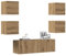 Iiaky Ensemble de Meuble TV Mural 5 pcs chêne Artisanal,Meuble TV,Table Basse Salon Meuble TV,Table Basse LED Couleurs