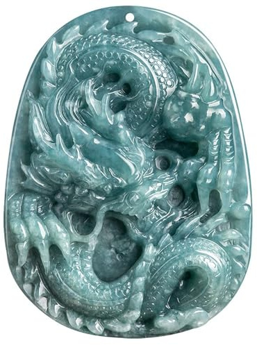 ZYOQYG Pendentif Dragon En Jade Naturel De Qualité A Du Myanmar Pour Hommes Et Femmes, Pendentif En Jade Porte-bonheur Dragon Chinois, Bijoux, Certifié Au Niveau National, Avec Certificat.
