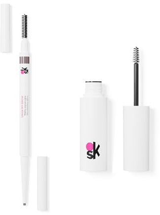 Overskin Draw My Brow, Matita per Sopracciglia Waterproof a Tratto Sottile, Colora e Definisce per Effetto Microblading Naturale, 02 Castano