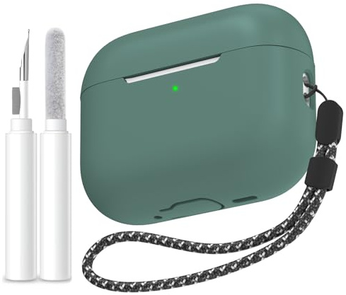 AhaStyle Hülle für AirPods Pro 3 (2025) Mit Reinigungsstif/Handschlaufe | Kabelloses Laden, Front-LED Sichtbar, Premium-Silikon, Rundumschutz, Stoßfest, AirPods Pro 3.Gen Kopfhörer Zubehö