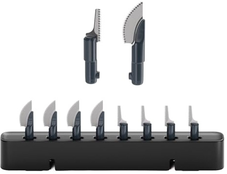 NeoSander Saw Blade Set, Turns NeoSander into Mini Reciprocating Saw, 8pcs 0.2mm Anti-Binding Blades, 4 Curved Blades for Straight Cuts & 4 Jigsaw Blades for Curves, for Resin, Plastic & Wood