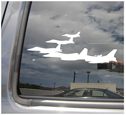 Jet Fighter Squadron in Formation Pilot - War Dog Fight Army Navy Marines Air Force Military - Cars Trucks Moped Helmet Hard Hat Auto Laptop Vinyl Decal Window Wall Sticker 09035