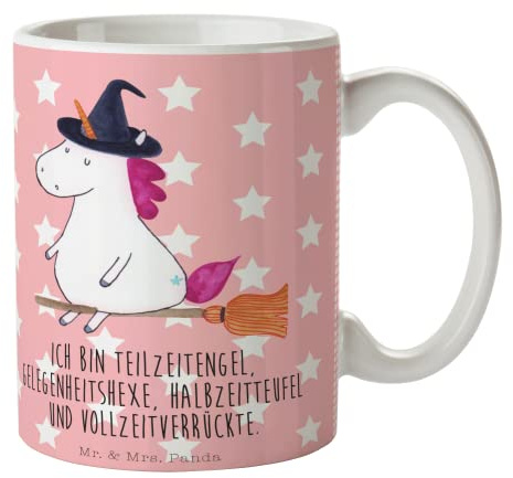 Mr. & Mrs. Panda Becher Einhorn Hexe - Geschenk, Kaffeetasse, cappuccinotasse, Pott, Kaffeebecher, Frau, Engel, Einhörner, Unicorn, Tasse, Teufel