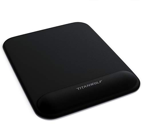 CSL - Großes Mauspad mit Gelkissen 22,5x28cm - Titanwolf Gaming Handgelenkauflage - Mousepad - Gel Handballenauflage Handauflage Gelpolster ergonomisch - wasserabweisend und abwaschbar