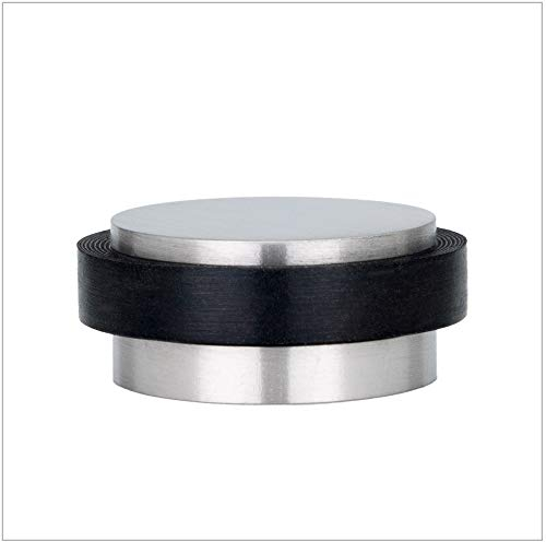 Door Stopper, Adhesive, Stainless Steel, Black Rubber, Mini, high Strength, 040163X12AM
