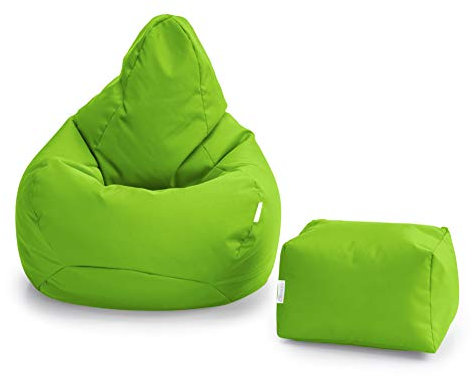 Loft 25 Sitzsack Spielerstuhl | Sitz Sitzsack für den Innenbereich des Wohnzimmers im Freien | Wasserbeständig | Ergonomisches Design zur Körperunterstützung (Kalk, Sitzsack Set)