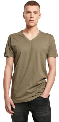 Build Your Brand Light T-Shirt V-Neck, Olive, XXL
