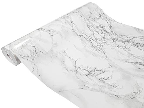 Klebefolie Möbel 90x240 cm | Möbelfolie selbstklebend in Steinoptik | Folie für Möbel zur einfachen Renovierung von Türen, Tischen und Regalen | Klebefolie dekorativ und abwaschbar | Marmor Grau