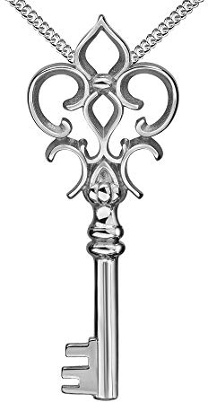 Silber Anhänger Schlüssel zum Herzen Anhänger 925 Sterlingsilber für Damen Kettenanhänger Mit Kette 45 cm