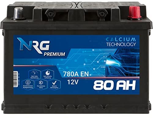 NRG Premium Autobatterie 12V 80Ah 780A/EN Batterie ersetzt 70AH 72AH 74AH 75AH 76AH 77AH