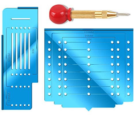 King&Charles Cabinet Hardware Template with Center Punch, Cabinet Handle Template Tool - Use for Handles Knobs Pulls on Drawers/Doors, Hardware Installation Perfect Match Kit.