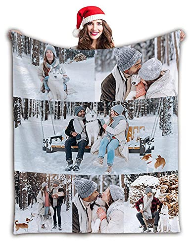 Gudina personalisierte Decke Fotodecke mit Eigenem Foto Name/extra weiche und gemütliche Sofadecke/personalisiertes Fotogeschenk/Decke mit Collage/Multiple Colors to Choose from-80cmX120cm
